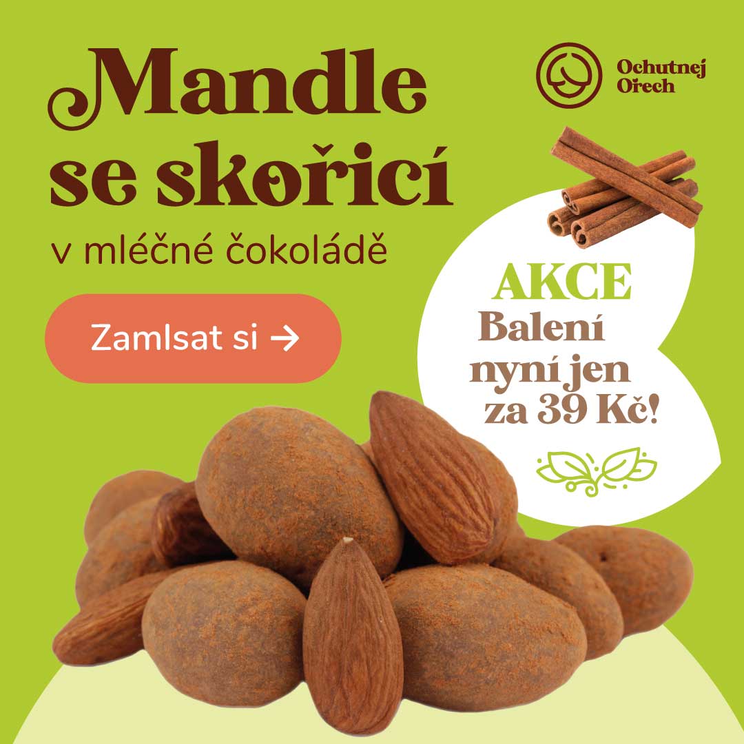 Reklamní banner mandle se skořicí v mléčné čokoládě Ochutnej Ořech