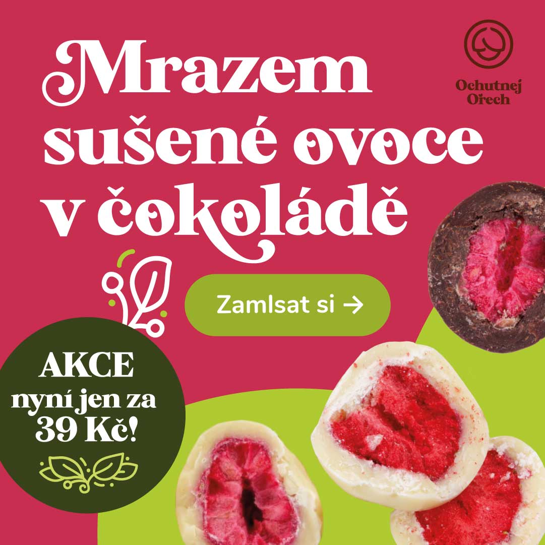 Reklamní banner mrazem sušené ovoce v čokoládě Ochutnej Ořech